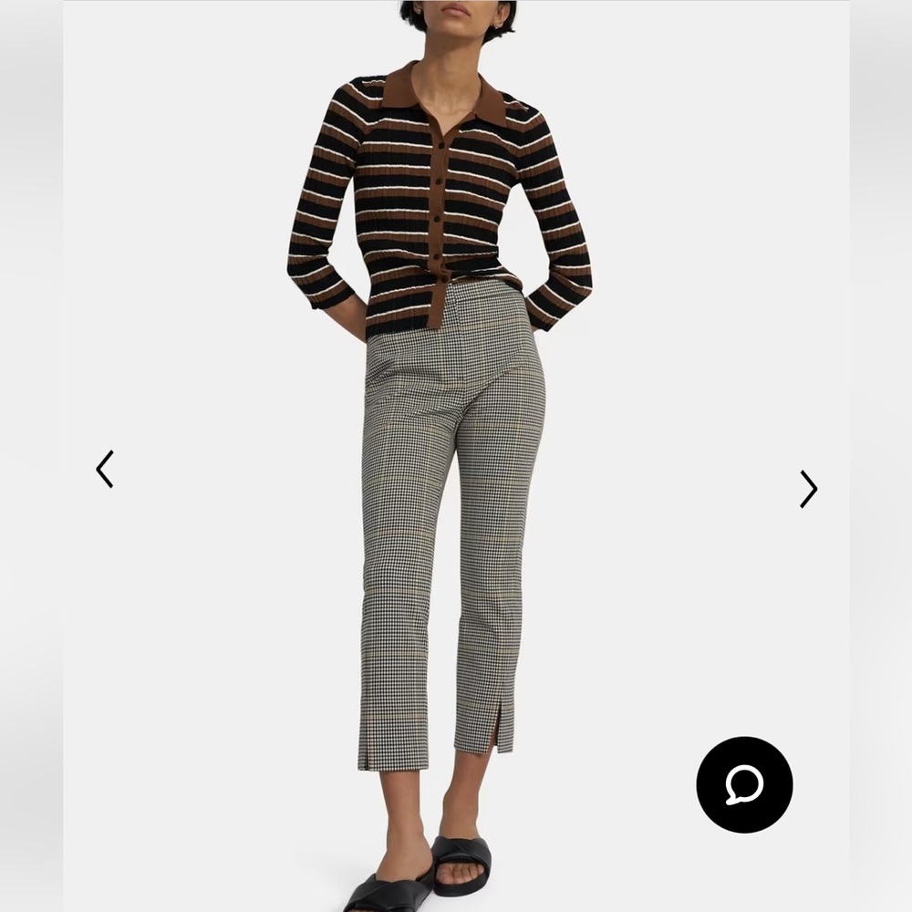 Theory Straight Slit Pant in Plaid Wool